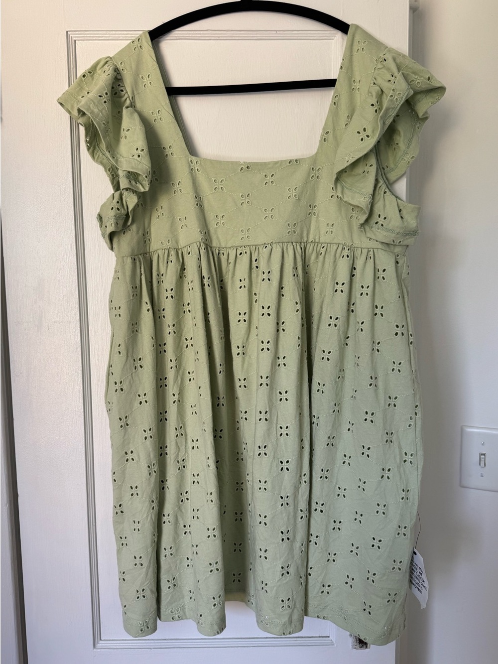 ASOS Eyelet Summer Babydoll Sage Green Dress - Picture 2 of 7